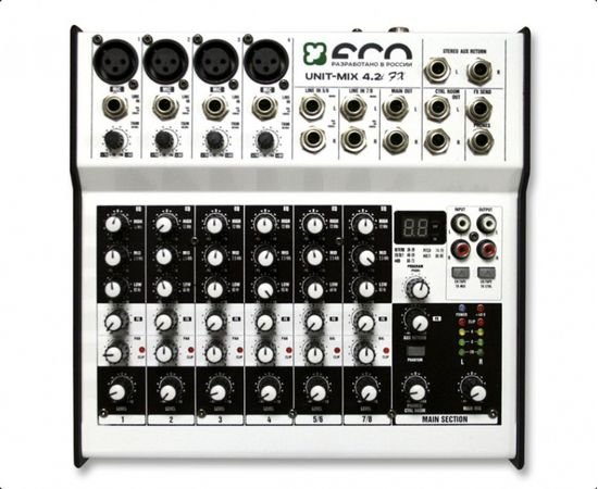 ECO FADE-MIX 4.2i FX Профессиональный микшерный пульт. 4 мик\лин. +2 стерео входа. Встроенный процес