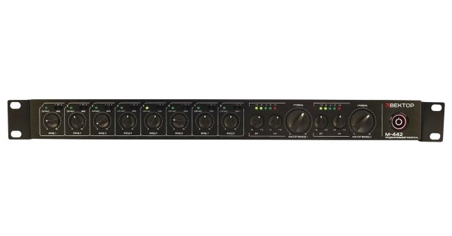 ВЕКТОР М-442 Микшер-предусилитель 4 микр (разъем комбинированый XLR и JACK) / 4линейных входов (разъ ВЕКТОР М-442 Микшер-предусилитель 4 микр (разъем комбинированый XLR и JACK) / 4линейных входов (разъ