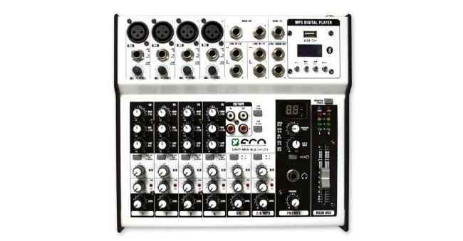 ECO FADE-MIX 8.2.2 MP3FX Профессиональный микшерный пульт. 8 мик\лин. +2 стерео входа, 2 подгруппы.