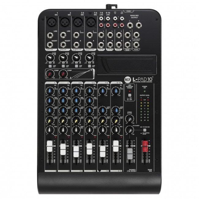 RCF L-PAD 10C  (17140032)  Микшерный пульт, 4 микрофонных входа, 4 стерео входа, 1 AUX, компрессор н