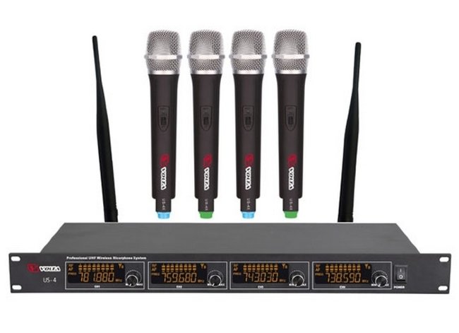 VOLTA US-4 (725.80/710.20/629.40/614.15) Микрофонная радиосистема с четырьмя ручными микрофонами UHF