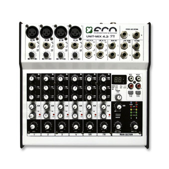 ECO UNIT-MIX 4.2 FX Профессиональный микшерный пульт. 4 мик\лин. +2 стерео входа. Встроенный процесс