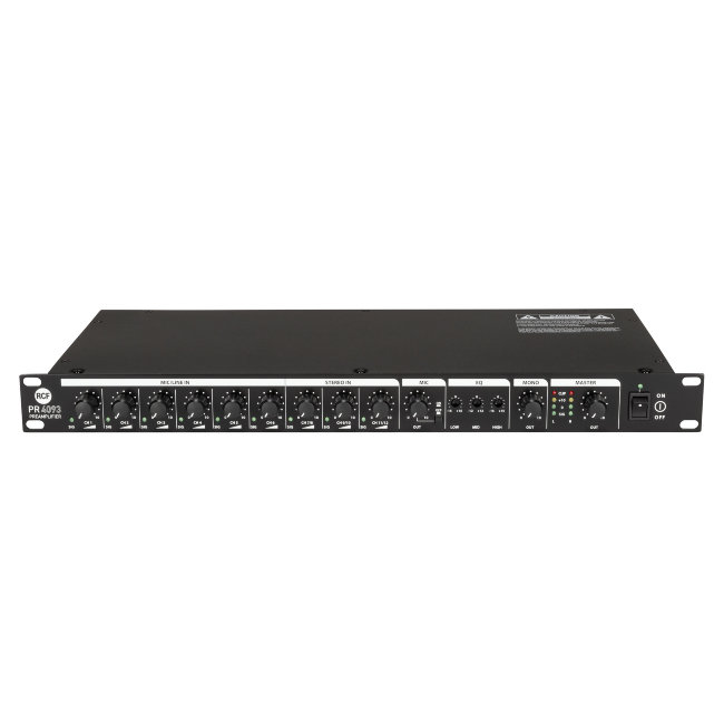 RCF PR 4093 Микшер-предусилитель, 6 универсальных входов, фантомное питание, 1 XLR стерео выход, 1 м RCF PR 4093 Микшер-предусилитель, 6 универсальных входов, фантомное питание, 1 XLR стерео выход, 1 м