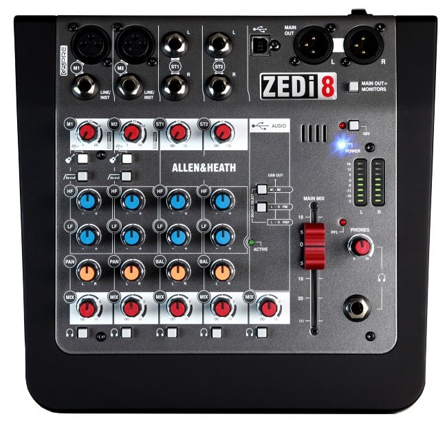 ZEDi8 / Микшерный пульт 2 моно, 2 стерео, 2 высокоомных DI входа, USB интерфейс / ALLEN&HEATH